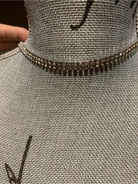 Source Unknown Silver Crystal Tennis Choker Necklace